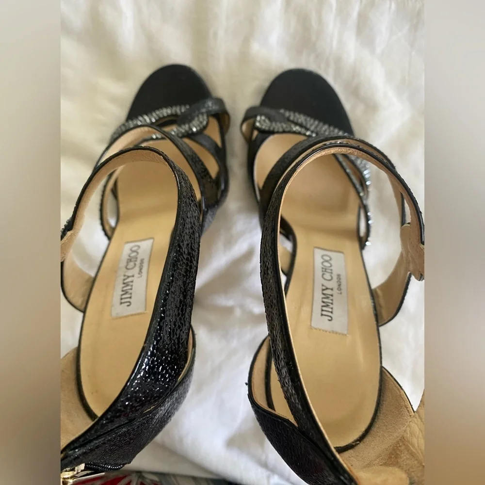 ✨ Jimmy Choo Black Strappy Platform Heels – Size 39.5 (US 9.5) ✨